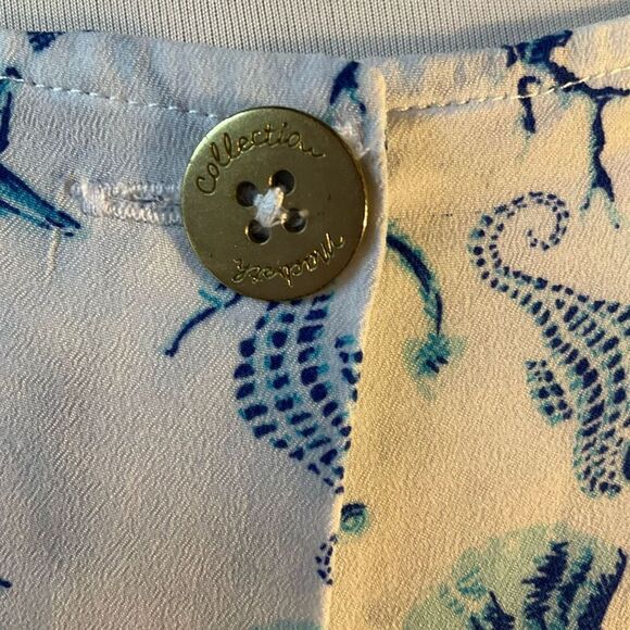 Macbeth Collections Nautical Button Back Sleeveless Top. Anchors shells starfish - Picture 9 of 16